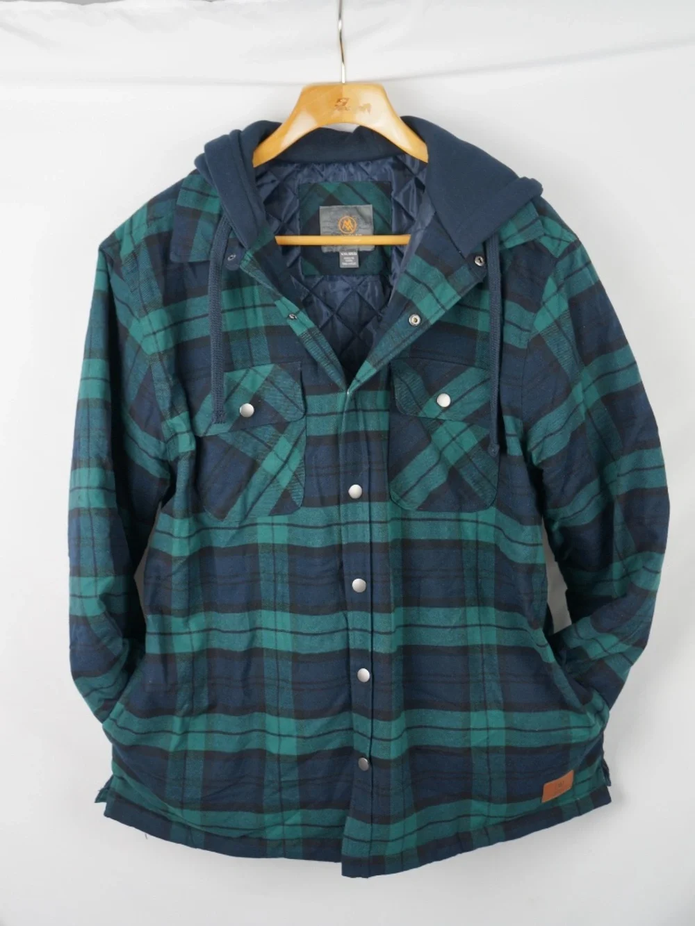 Cloudveil Men's Quilted Flannel Shirt Jacket with Hood, Men's XXL